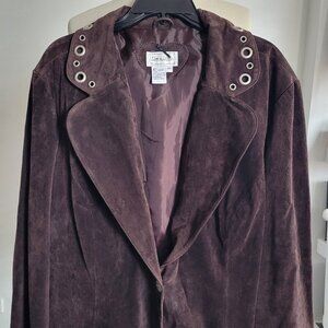 Live a Little Genuine Leather Suede Vintage Boho Hippie Jacket w/Grommets (Size: